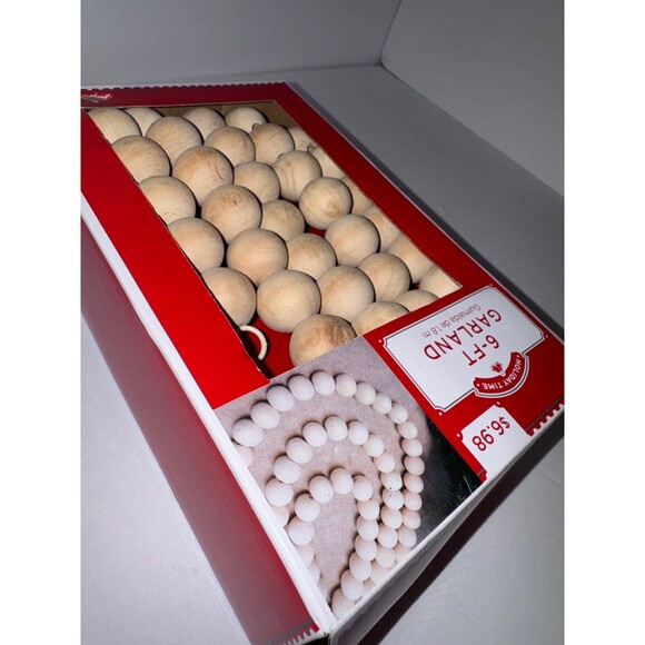 Holiday time wood bead garland 6ft - Picture 6 of 6